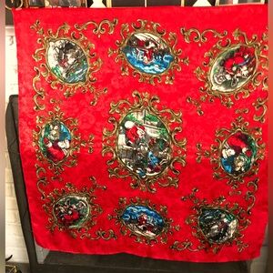 Women’s Christmas scarf. Print double sided. Rolled edges. 35x33. Excellent cond